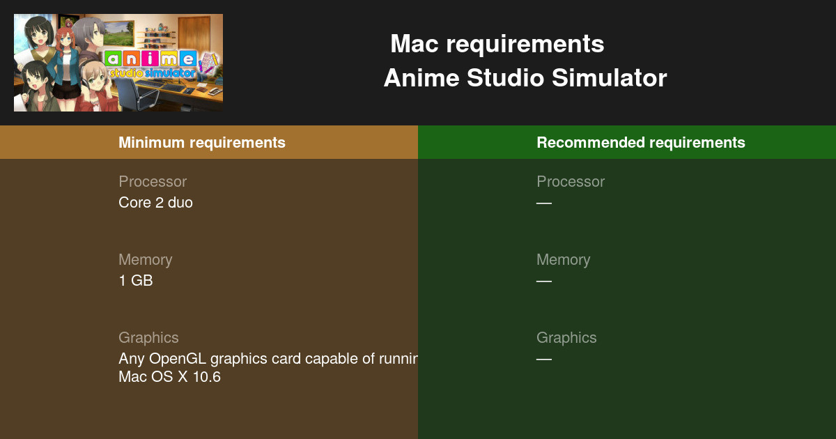 anime studio pro 10 system requirements