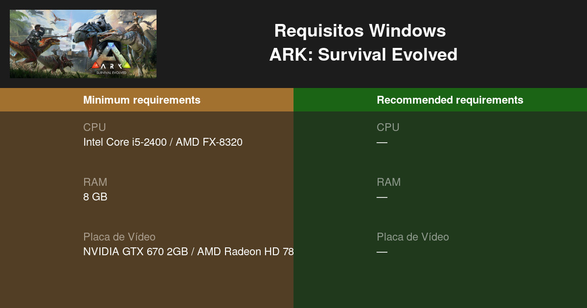 ARK: Survival Evolved Requisitos Mínimos e Recomendados 2023 - Teste seu PC  🎮