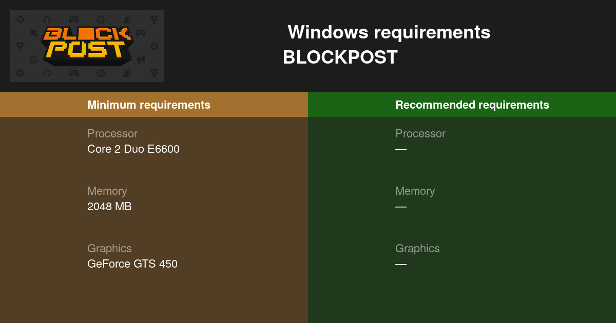 BLOCKPOST MOBILE System Requirements - Can I Run It? - PCGameBenchmark