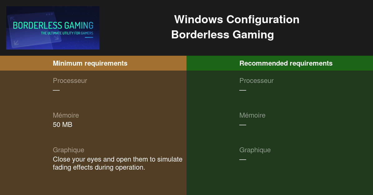 Borderless Gaming Configuration requise 2024 Testez votre PC 🎮