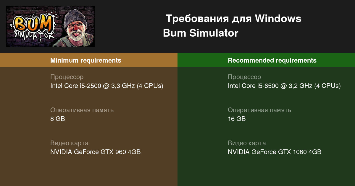 Bum simulator системные требования