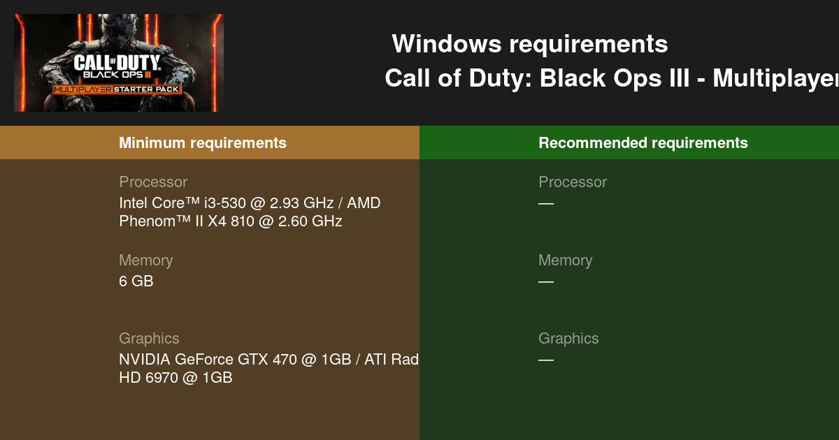 Call Of Duty Black Ops Iii Multiplayer Starter Pack Requirements Windows En 
