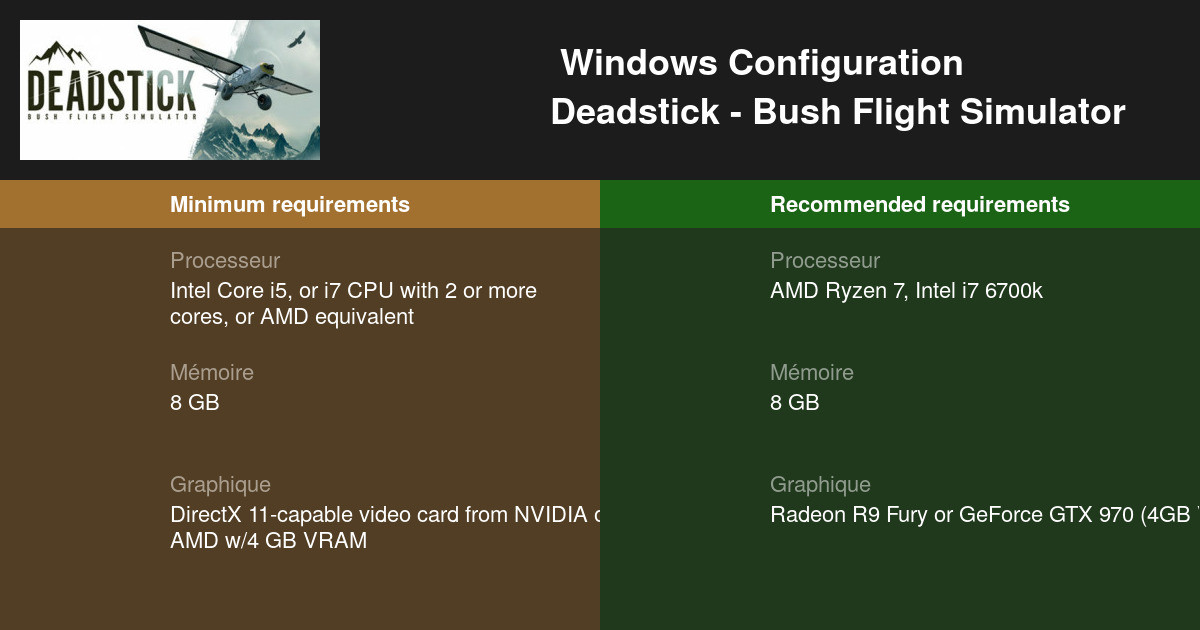 Deadstick Bush Flight Simulator Configuration requise 2024 Testez