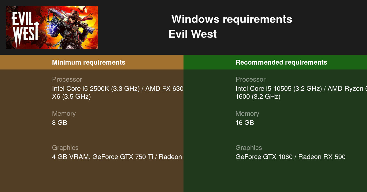 Evil West requisitos PC 