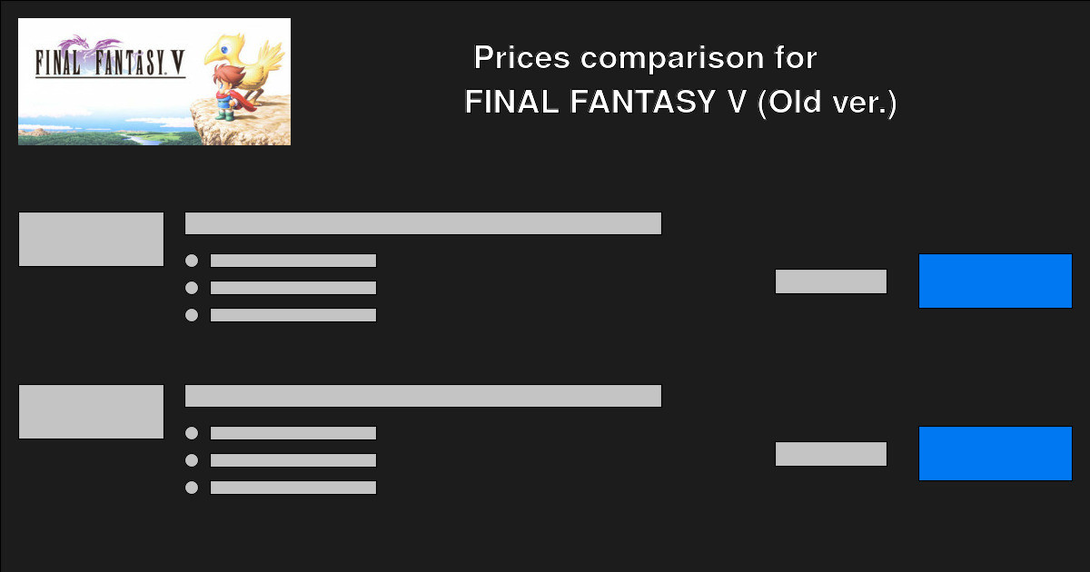 Buy Final Fantasy V Old Ver Cheap Price Compare