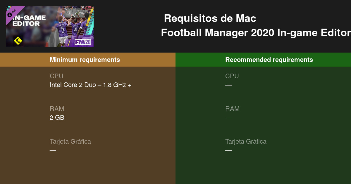 Football Manager In Game Editor Requisitos Minimos Y Recomendados 21 Prueba Tu Pc