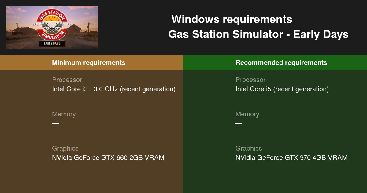 Gas Station Simulator - Early Days System Requirements 2021 - Test your