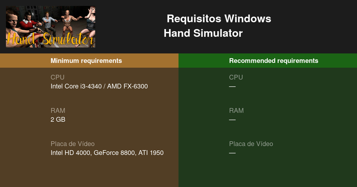 Pode rodar o jogo Hand Simulator?