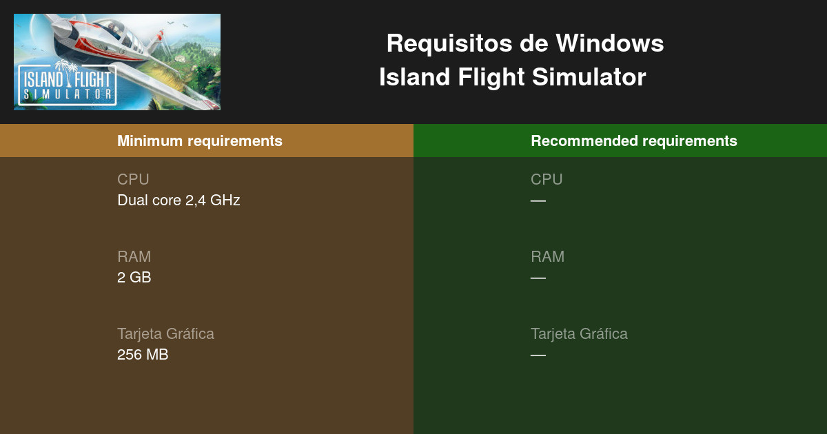 Island Flight Simulator Requisitos mínimos y 2024 Prueba