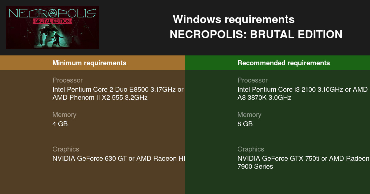 Necropolis Brutal Edition System Requirements 21 Test Your Pc