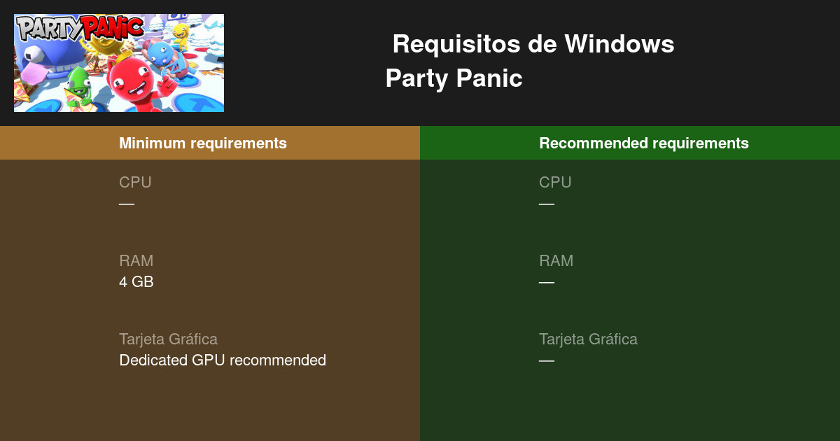 party panic no controls menu