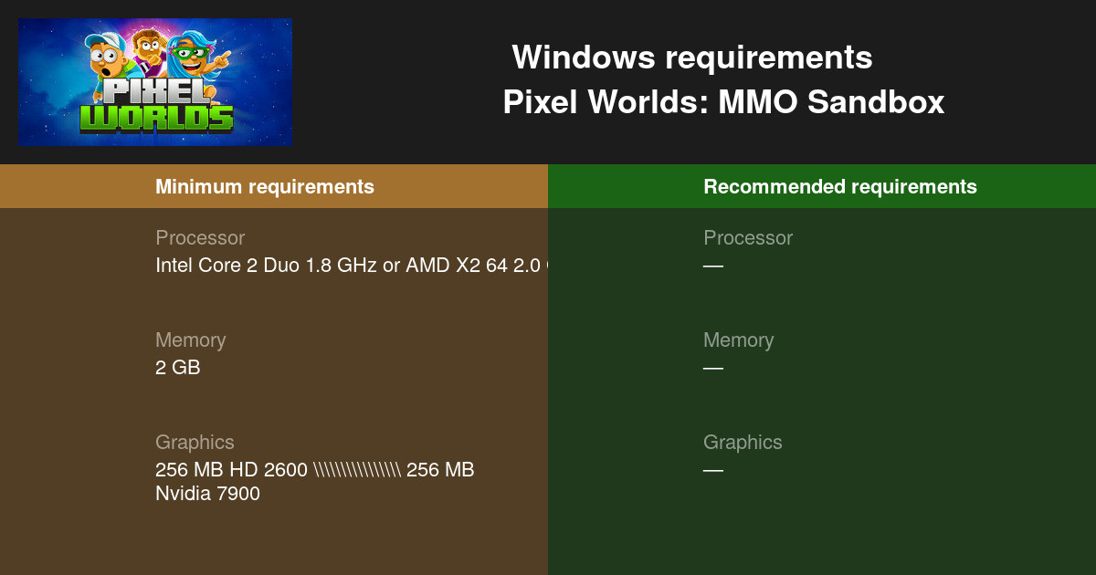 Pixel Worlds MMO Sandbox System Requirements — Can I Run Pixel Worlds