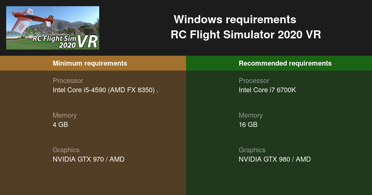 RC Flight Simulator 2020 VR System Requirements - Can I Run It