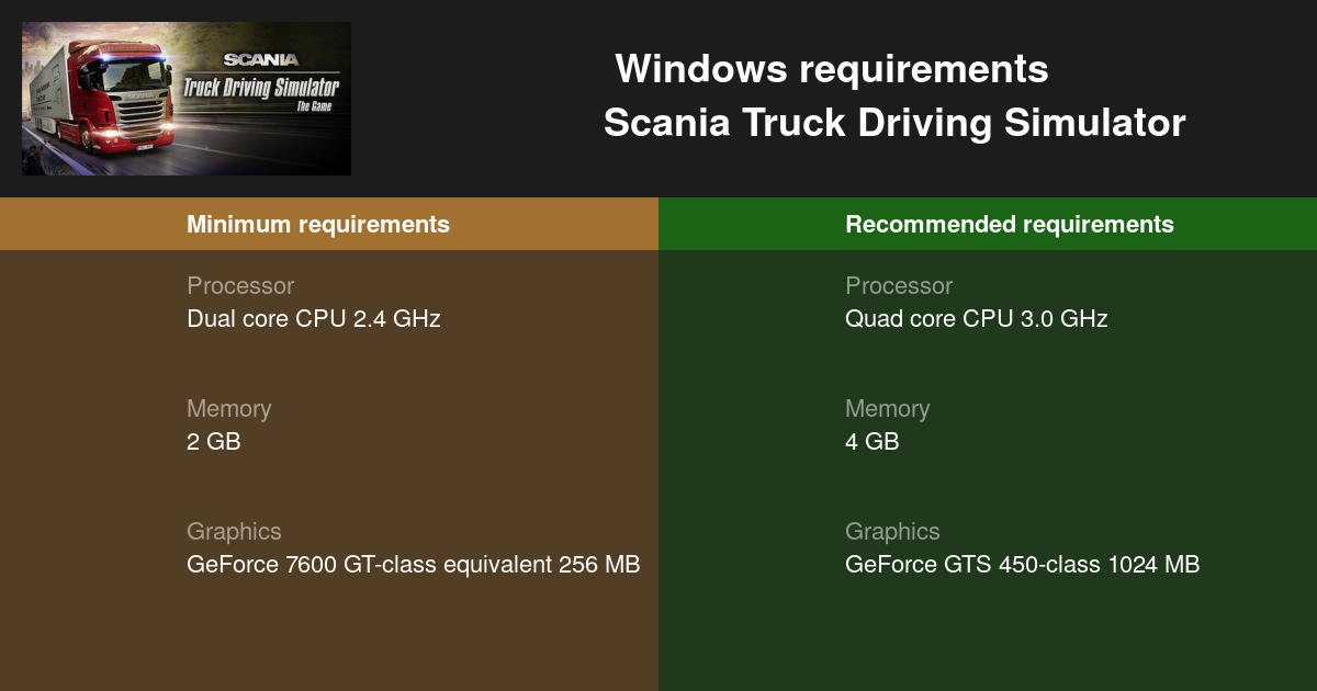 download free scania truck driving simulator requirements
