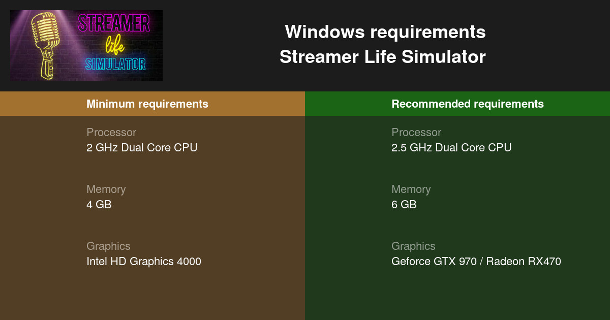 Streamer Life Simulator: Description and System Requirements