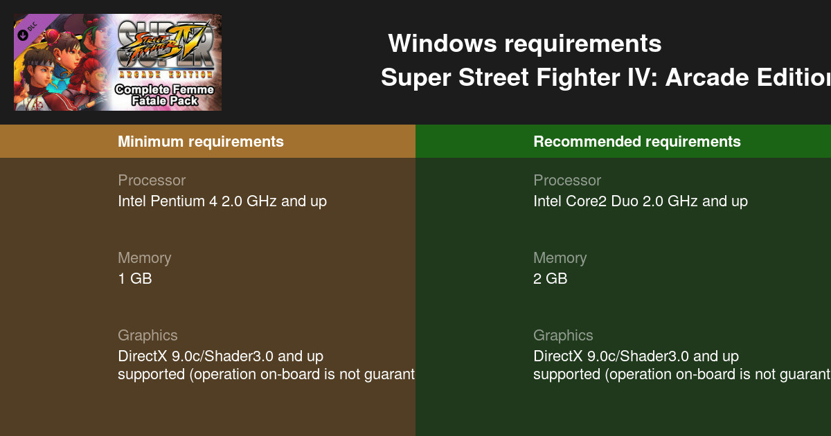street fighter 4 pc requirements