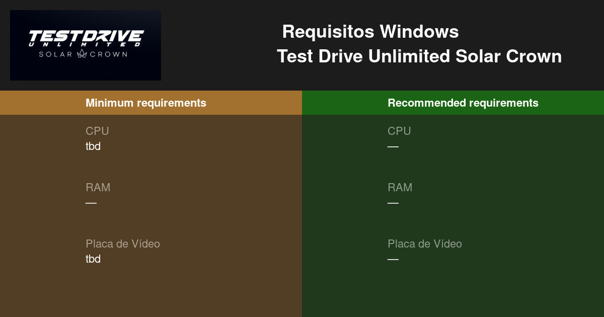 test drive unlimited solar crown pc requirements