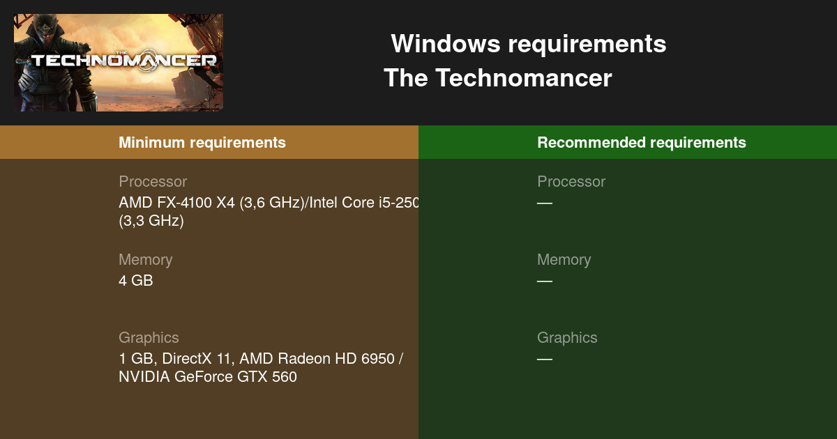 The Technomancer System Requirements Can I Run The Technomancer On My PC   The Technomancer Requirements Windows En 