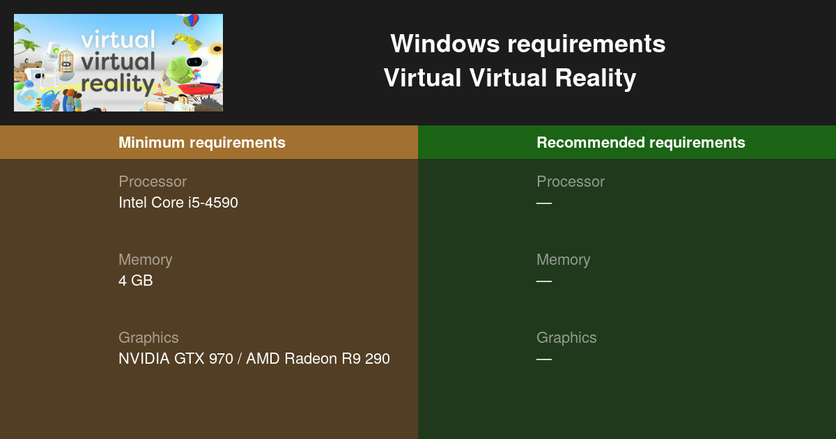 Virtual Virtual Reality System Requirements — Can I Run Virtual Virtual