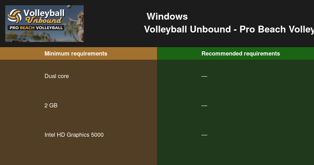 Volleyball Unbound Pro Beach Volleyball 시스템 요구 사항 2024 PC 테스트 🎮